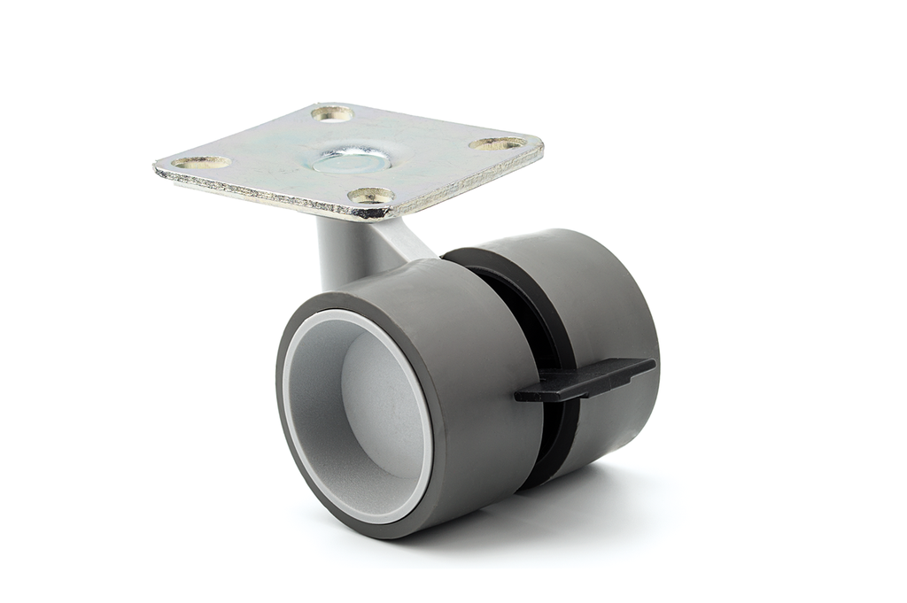(KP) RUEDA "F60" D.60 S NYLON GRIS D GRIS G GRIS C/PLETINA 62X62 MM. FRENO NEGRO CKP032+CKP031