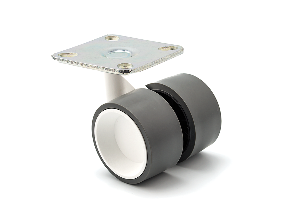 (KP) RODA "F60" D.60 S NYLON BLANC D BLANC G GRIS A/PLATINA 62X62 MM. CKP033+CKP031