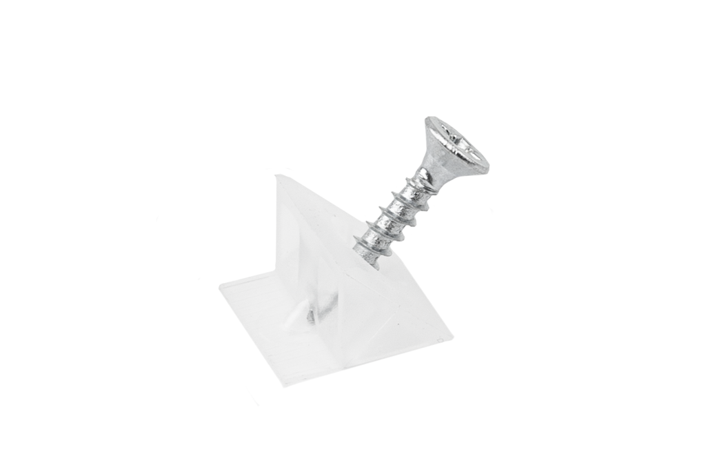 ENGANCHE TRASERA PIRAMIDE C/TOPE+TORNILLO 3,5X20 MM. TRANSPARENTE.