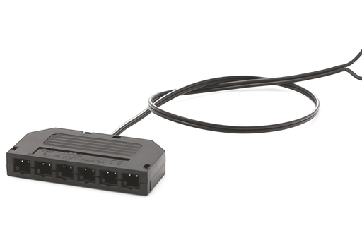 [6009902] CAJA 6 CONEXIONES C/CABLE L0500 MM. C/PLUG MACHO NEGRO