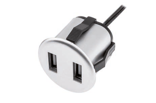 [6035324] CARREGADOR USB D35 MM. 12 V. A/CABLE L150 MM. ALUMINI