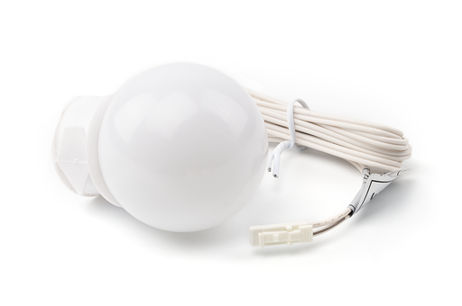 [6040101] FOCO LED ESFERICO "BULB" D.45,3 MM. 0,5 W. BLANCO NATURAL C/CABLE 2000 MM. PLASTICO BLANCO
