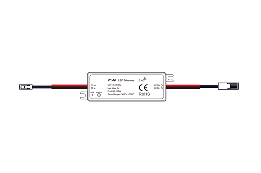 [6040500] CONTROLADOR LED 12-24V RF 76X9 MM. A/MINI CONECTORS MASCLE + FEMELLA BLANC