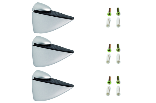 [6877126] SOPORTE ESTANTE PARED DECORATIVO "PELICANO" 4/35 MM. 20 KG. PLATA MATE (JGO. 3 UDS.)