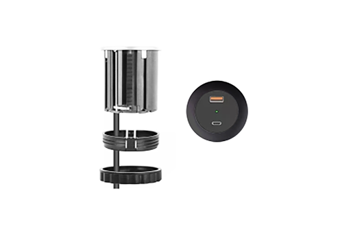 [7919136202] MULTIPRESA EXIT SPOT MINI D.54 MM. USB-A USB-C NEGRE