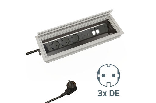 [7919139124] PASACABLES A/MULTIPRESA EXIT 45 PLUS 120X320X25 MM. A/3 SCHUKOS USB-A USB-C ALUMINI SD