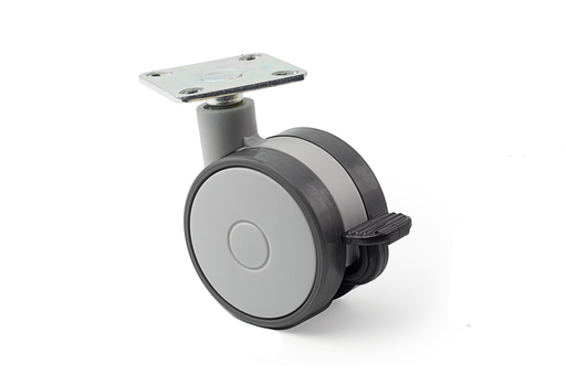 [7965048424] RUEDA "SPEEDY 60/20" D.60 MM. S NYLON GRIS 03 D GRIS 03 G GRIS C/PLETINA 47X47 MM. FRENO NEGRO