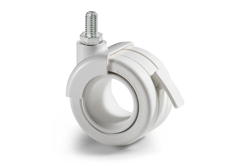 [7965138701] RUEDA "ROTOLA OFFICE" D.68 MM. S NYLON BLANCO G BLANCO PERNO M8X15 MM. FRENO BLANCO