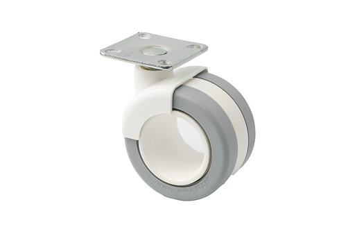 [7965140301] RUEDA "ROTOLA OFFICE" D.68 MM. S NYLON BLANCO G GRIS C/PLETINA 47X47 MM.