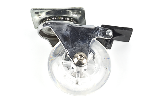 [9510650] RUEDA D.50 MM. SKA TRANSPARENTE C/PLETINA C/FRENO CROMADO